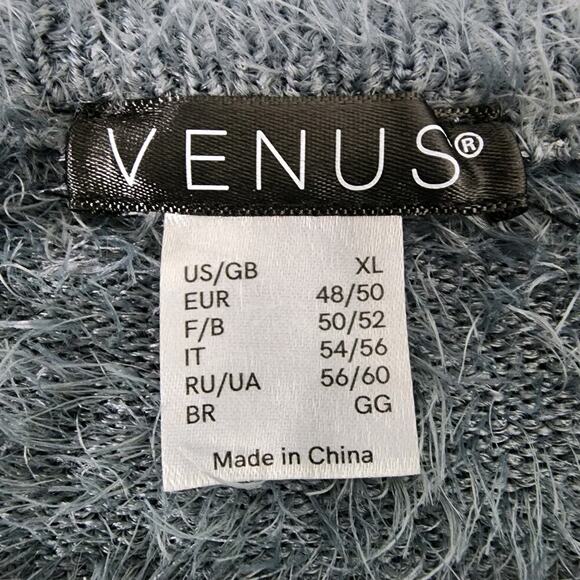 Venus Sweater Womens Size XL Soft Cozy Pearl Trim Gray Ombre Fuzzy Long Sleeve - Picture 8 of 10